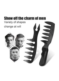 General Men's Hair Comb Set, 5 Pieces Men's Styling Comb, Wide-Tooth Comb, Beard Straightener, Hair Straightener, Hairstyling Comb, Black Plastic Comb  - Image 3