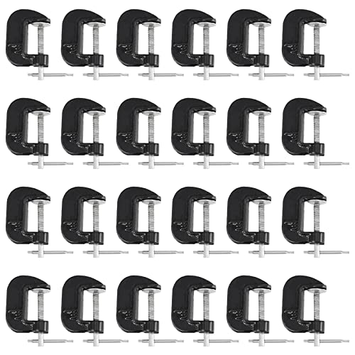 MOUYAT 24 Piece 1 Inch C-Clamp Set, Metal Malleable Iron Small C-Clamps for Woodworking, Welding, Building, 1 Inch Jaw Opening, 0.8 Inch Throat Depth, Black - Image 1