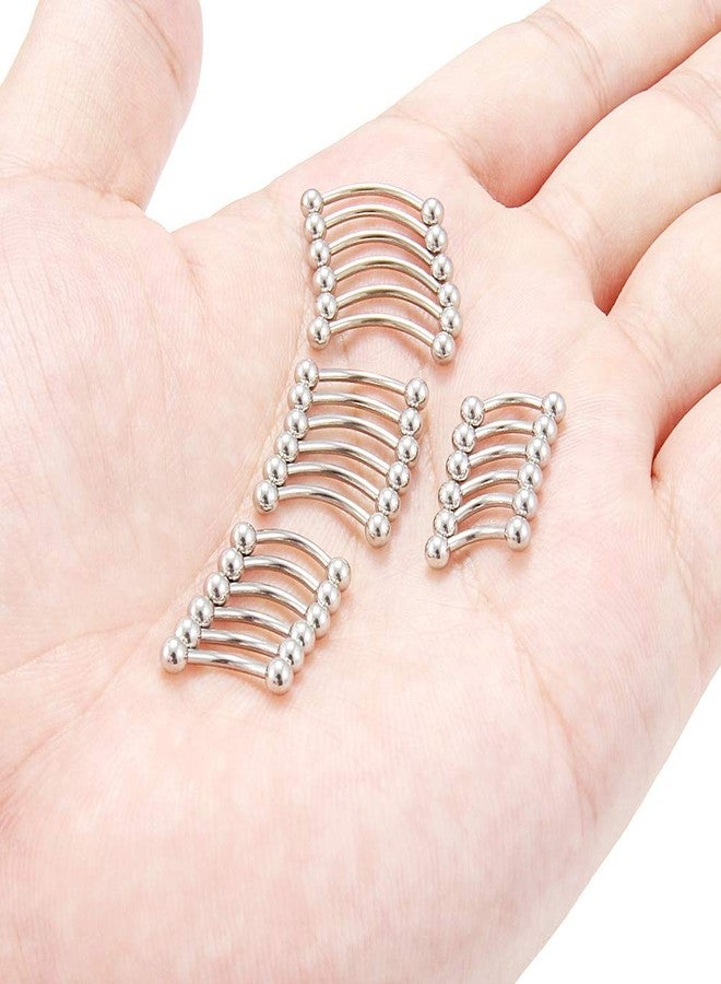 Hoeudjo Eyebrow Piercing Jewelry 16G Surgical Steel Curved Barbell with Ball Kit Tragus Ring Piercings Jewelry 24Pcs 6mm 8mm 10mm 12mm Silver-Tone - Image 3