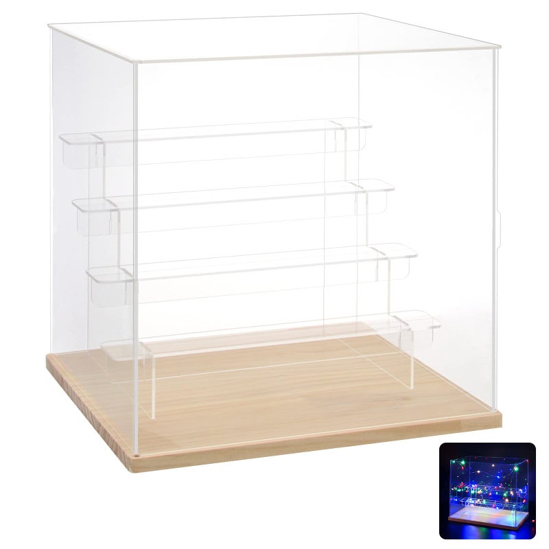 NONEMEY Clear Acrylic Display Case Stand with Two Kind of Lights 2345 Acrylic Perspex Tier Storage Box Showcase Dustproof Organizer Box for Collectibles 5Tier 118112118inch