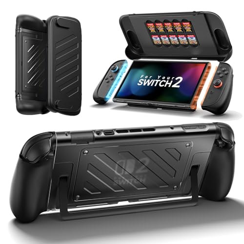 JSAUX Split Protective Case for Nintendo Switch 2, TPU Middle Frame & PC Front Cover, Non-Slip Ergonomic Grip, Storage for 10 Game Cards, Supports Stand Use, Shock Absorption & Anti-Scratch-PC0114 - Image 1