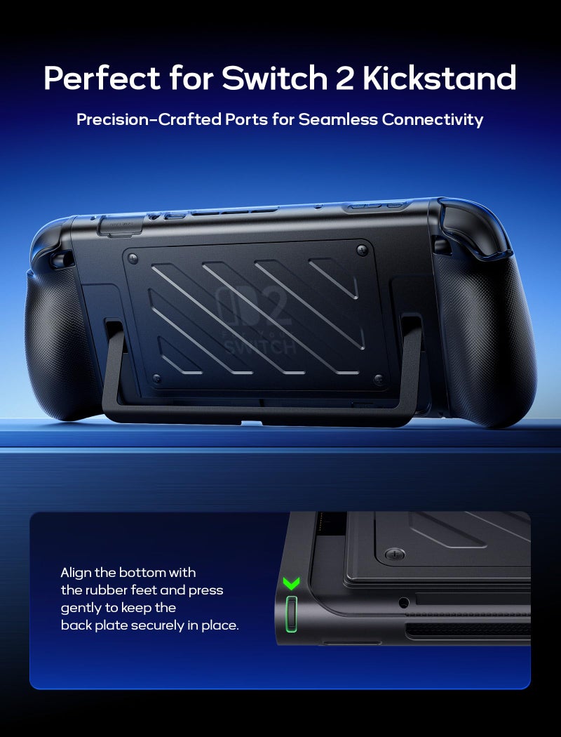 JSAUX Split Protective Case for Nintendo Switch 2, TPU Middle Frame & PC Front Cover, Non-Slip Ergonomic Grip, Storage for 10 Game Cards, Supports Stand Use, Shock Absorption & Anti-Scratch-PC0114 - Image 4