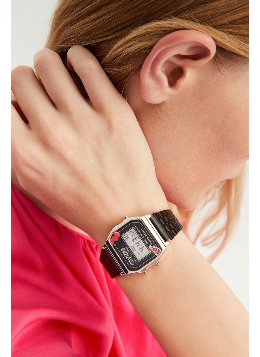 Aqua Di Polo 1987 Women's Black Metal Band Pop Digital Retro Watch APWA063502  - Image 3