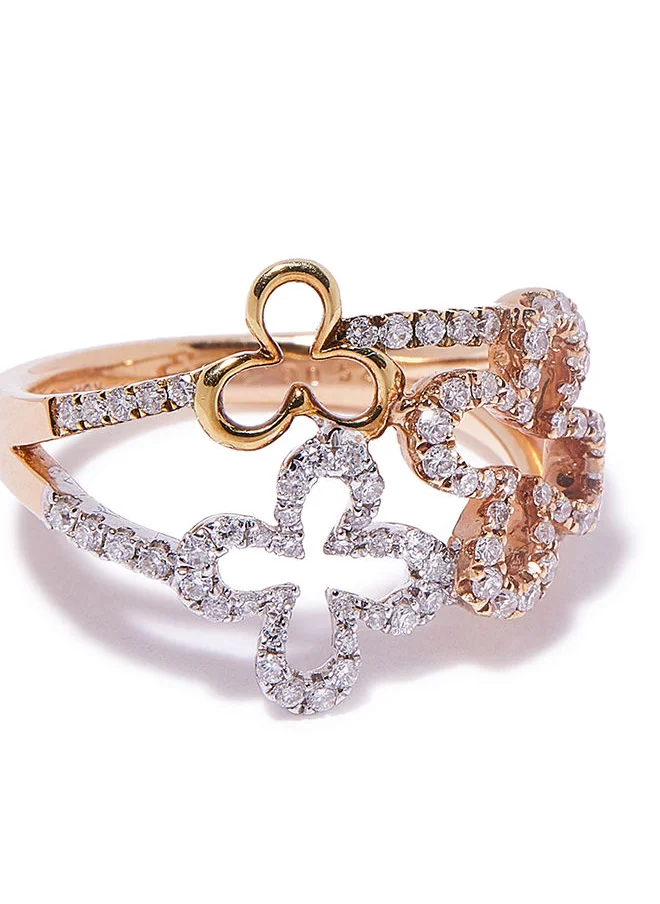 أناكا 18K Gold Elegant Floral Cut Diamond Ring