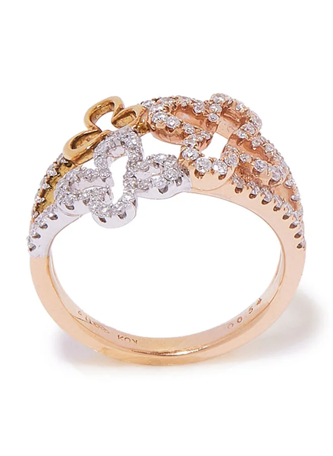 أناكا 18K Gold Elegant Floral Cut Diamond Ring
