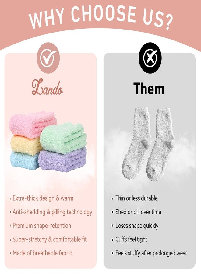 Zando Leopard Print Socks Cheetah Print Fuzzy Socks for Women Fluffy,Super Soft&Warm Gifts,Cozy Sock Cloud Comfy -for Home,Sleeping,Halloween,Yoga K 5 Pairs Print Leopard - Image 4