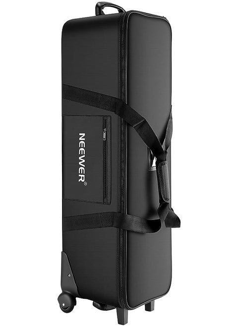 Photo Studio Equipment Rolling Bag 40.1x 11.8 x 11.8inches/102x 30x 30centimeters Trolley Carrying Case with Padded Compartment for Light Stand, Tripod, Strobe Light, Umbrella, Photo Studio etc