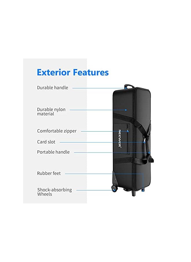 Neewer - Photo Studio Equipment Rolling Bag 40.1x 11.8 x 11.8inches/102x 30x 30centimeters Trolley Carrying Case with Padded Compartment for Light Stand, Tripod, Strobe Light, Umbrella, Photo Studio etc - Image 1