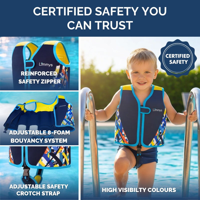 Limmys Swim Vest for Toddlers u0026 Kids - Adjustable Buoyancy Swimming Aid, CE Safety Certified, Award-Winning Parent-Approved Design, Soft Neoprene Comfort, Secure Durable Design, Carry Bag Included - Image 3