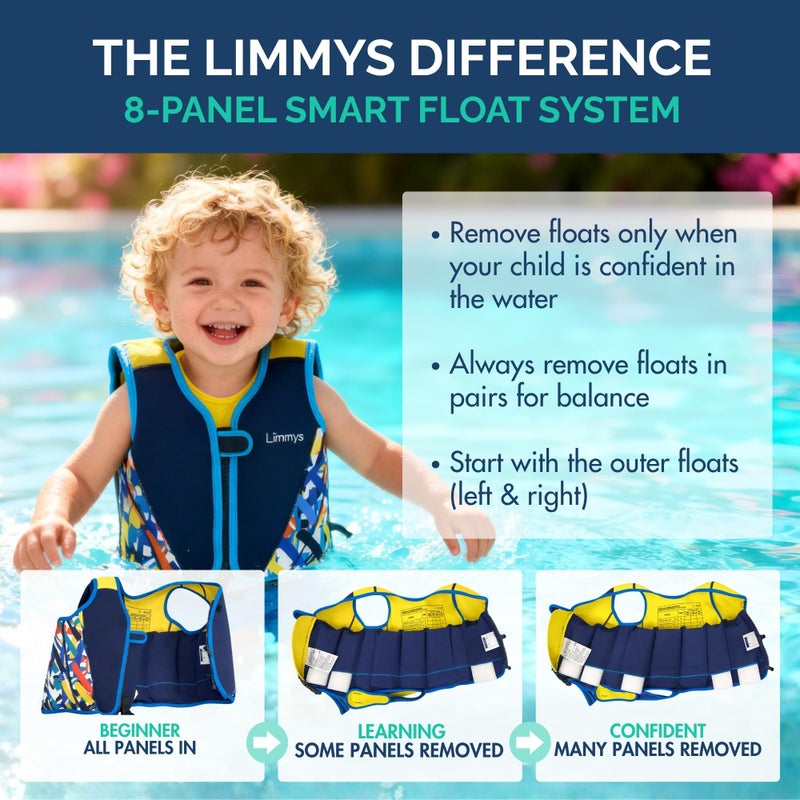 Limmys Swim Vest for Toddlers u0026 Kids - Adjustable Buoyancy Swimming Aid, CE Safety Certified, Award-Winning Parent-Approved Design, Soft Neoprene Comfort, Secure Durable Design, Carry Bag Included - Image 4