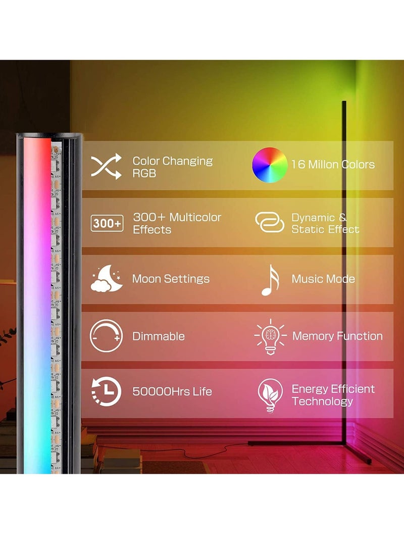 ميجوفاست مصباح أرضي للزاوية ذكي RGB سطوع قابل للتعديل، مصباح LED متغير اللون الحد الأدنى مصباح أرضي شمالي، ضوء لديكور غرفة المعيشة، للحفلات - Image 3