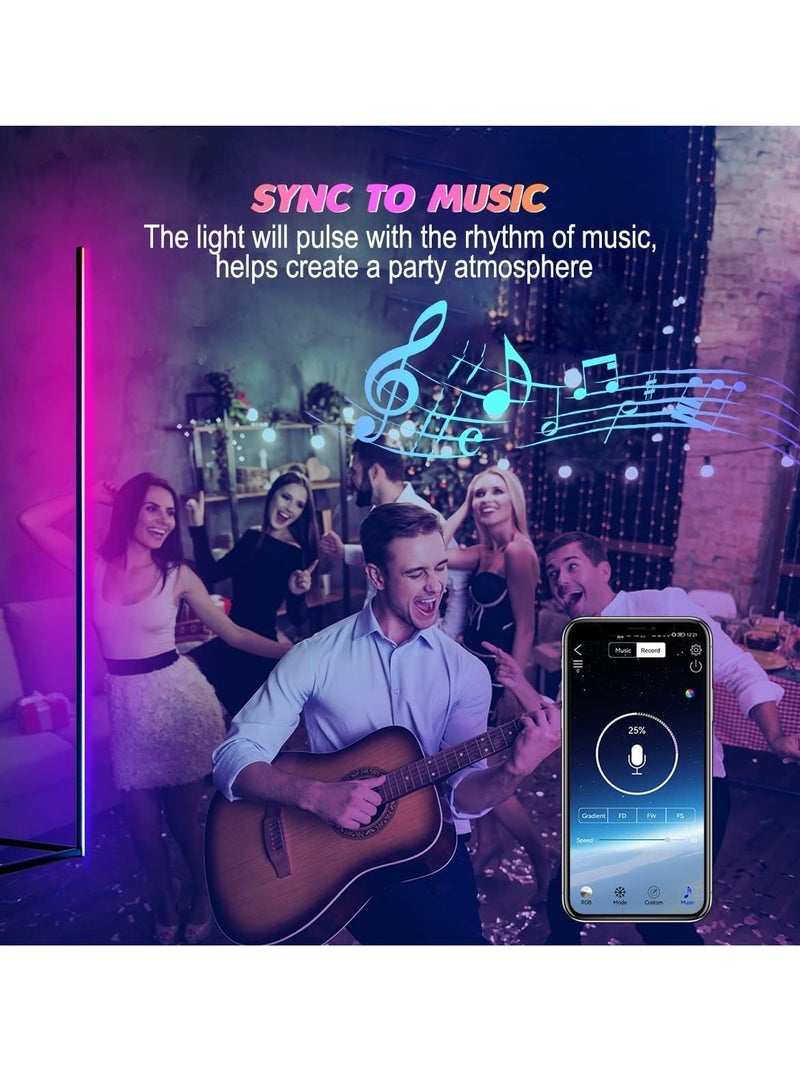 ميجوفاست مصباح أرضي للزاوية ذكي RGB سطوع قابل للتعديل، مصباح LED متغير اللون الحد الأدنى مصباح أرضي شمالي، ضوء لديكور غرفة المعيشة، للحفلات - Image 4