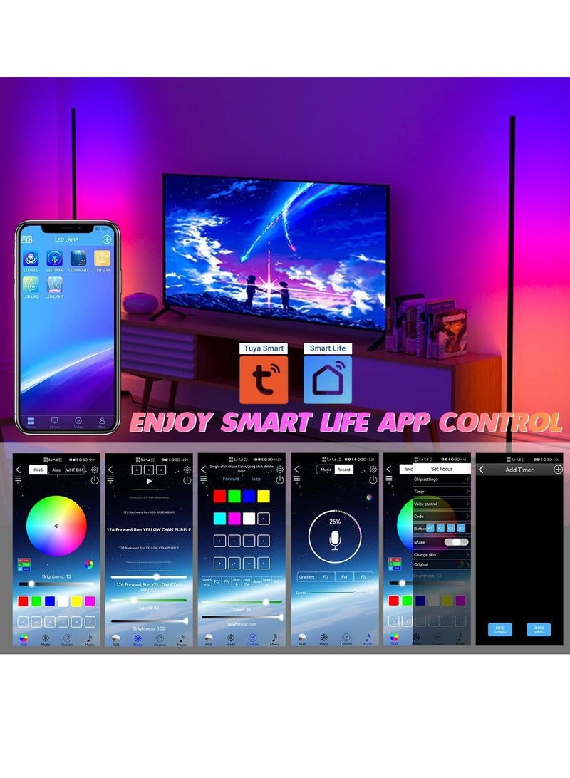 ميجوفاست مصباح أرضي للزاوية ذكي RGB سطوع قابل للتعديل، مصباح LED متغير اللون الحد الأدنى مصباح أرضي شمالي، ضوء لديكور غرفة المعيشة، للحفلات - Image 2