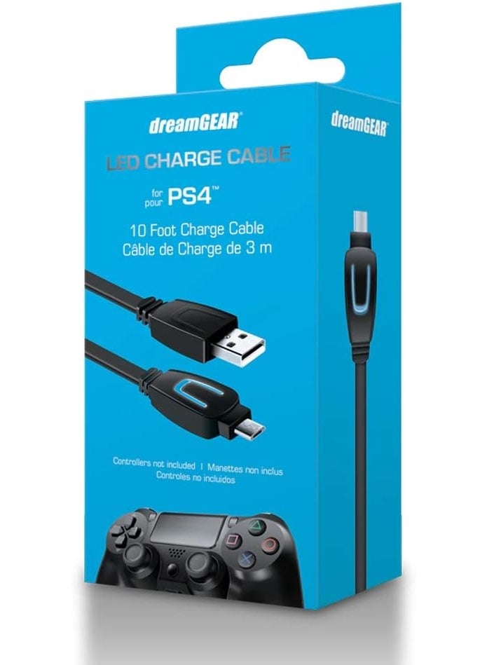 dreamGear – PS4 LED Charge Cable for DualShock4 Controllers – LEDs Indicate When Charging and Charged - Image 2