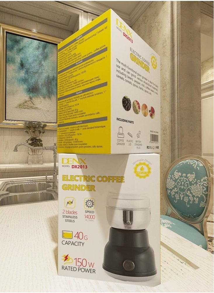 Denx A 150-Watt Electric Grinder For Grinding Coffee And Grains, With Four Sharp Blades And A Capacity Of 40 Gram - Image 2