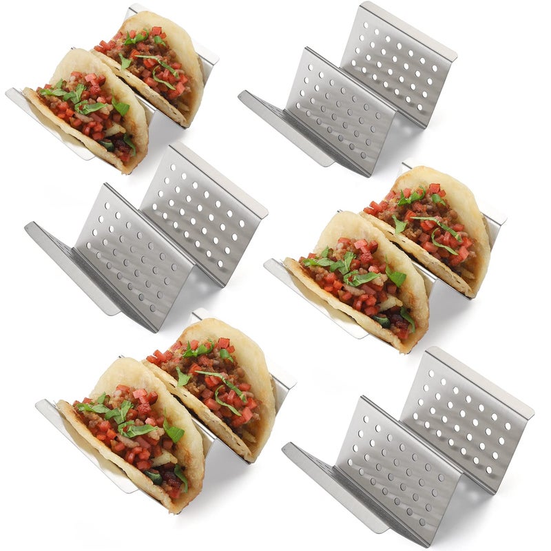 YellRin Stainless Steel Taco Holder Stands Set of 6  Each Rack Holds 2 Soft  Hard Shell Tacos for Shell Holder Tray Oven Grill
