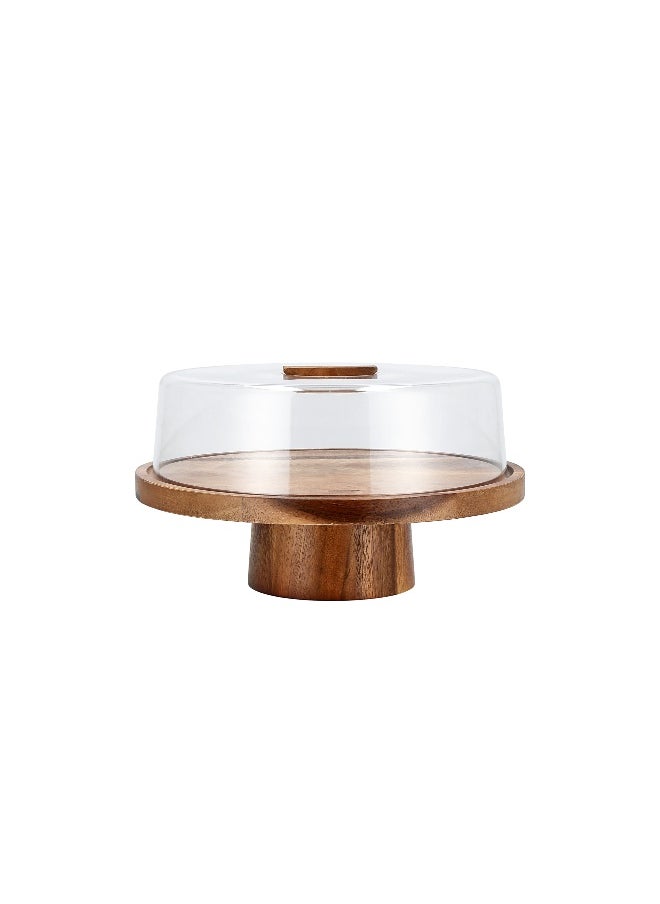 BILLI Billi wooden cake stand with acrylic lid 30.5*30.5*6 cm  - Image 1