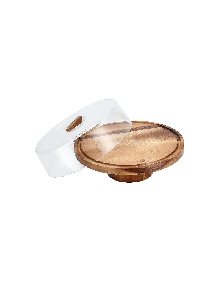 BILLI Billi wooden cake stand with acrylic lid 30.5*30.5*6 cm  - Image 3
