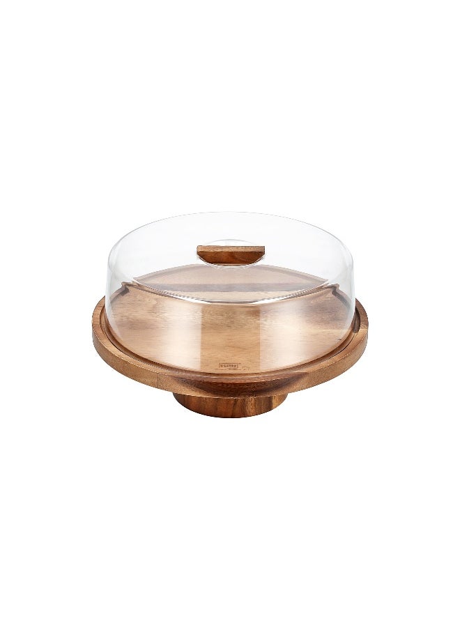 BILLI Billi wooden cake stand with acrylic lid 30.5*30.5*6 cm  - Image 2