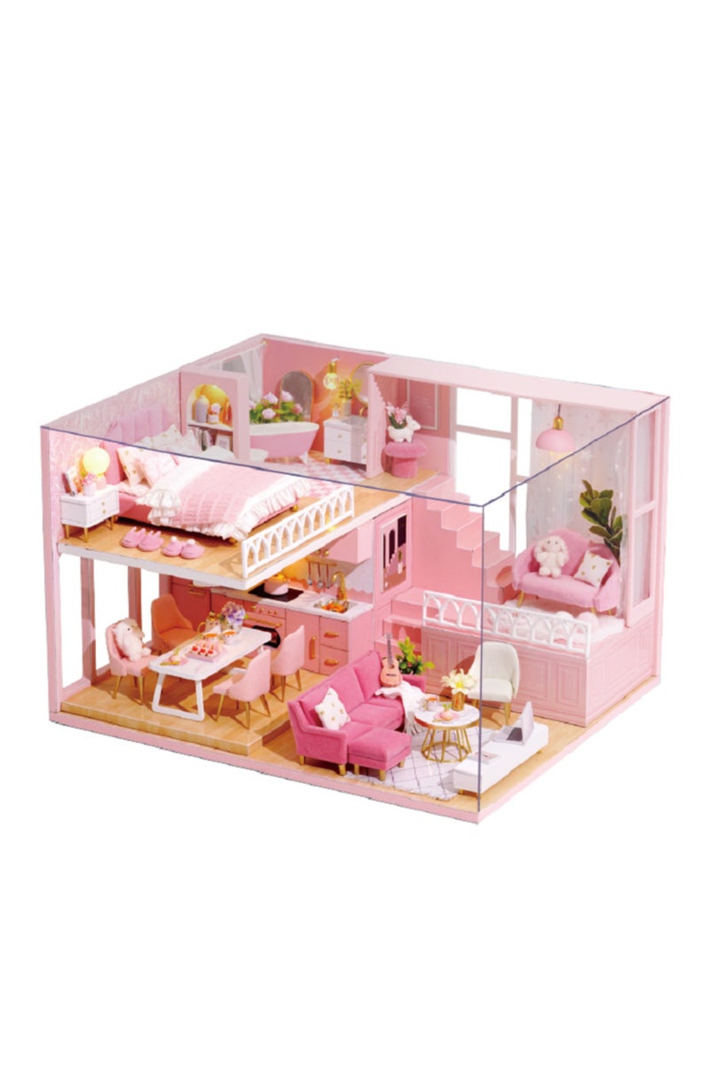 L-030-B with covers Mini Doll House DIY Handmade Duplex Apartment Production 3D Puzzle Assembly Buil