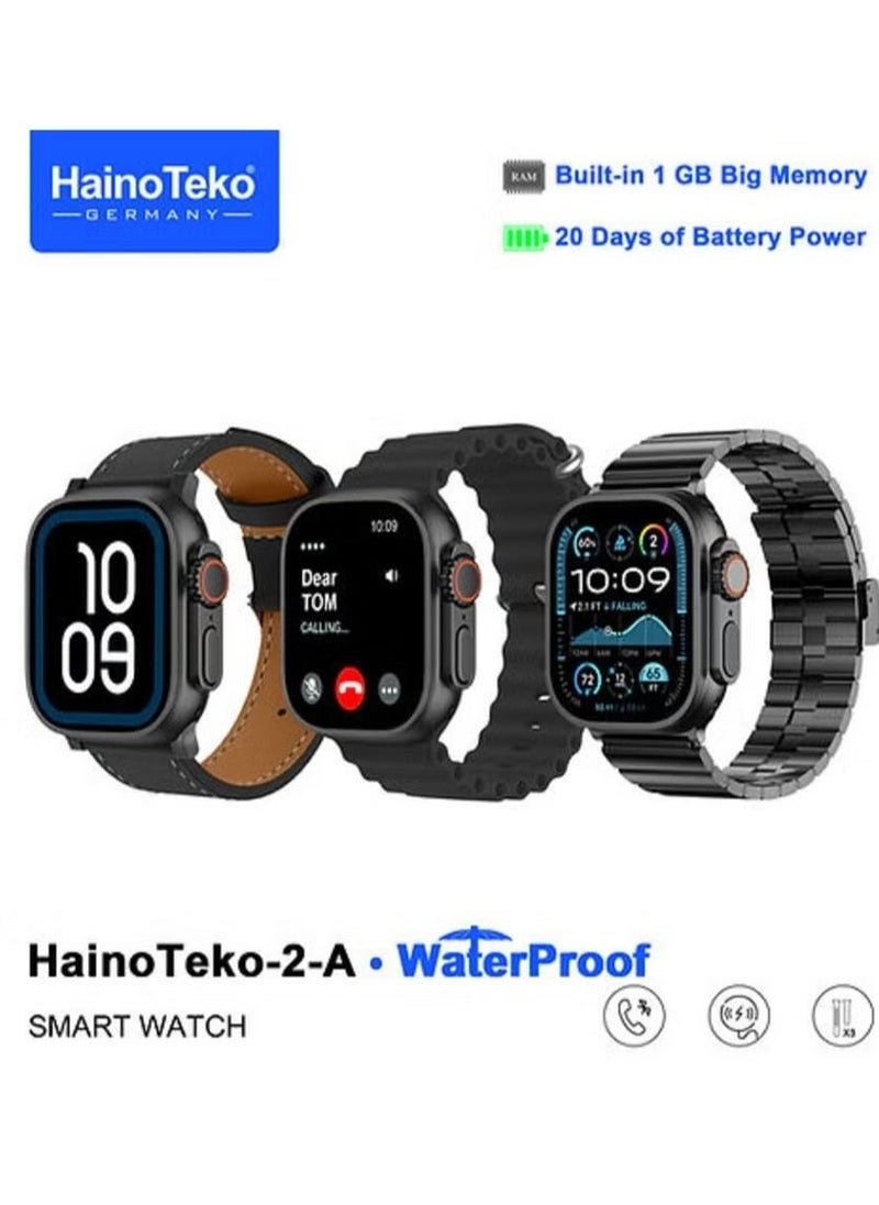 Haino Teko 2A Waterproof Smart Watch | 3 Pairs of Straps, Fitness Tracker, Heart Rate Monitor, Sleep Tracking, Bluetooth Calling, IP68 Waterproof, Stylish Design for Men & Women - Image 1