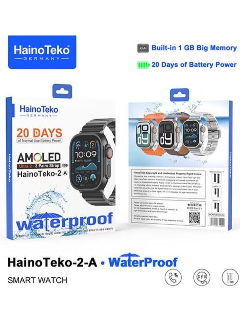Haino Teko 2A Waterproof Smart Watch | 3 Pairs of Straps, Fitness Tracker, Heart Rate Monitor, Sleep Tracking, Bluetooth Calling, IP68 Waterproof, Stylish Design for Men & Women - Image 2