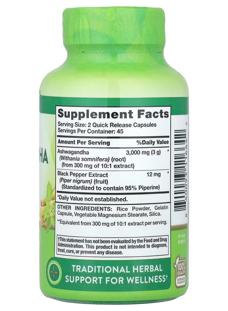 Nature's Truth Ashwagandha, Extra Strength, 3,000 mg, 90 Quick Release Capsules - Image 2