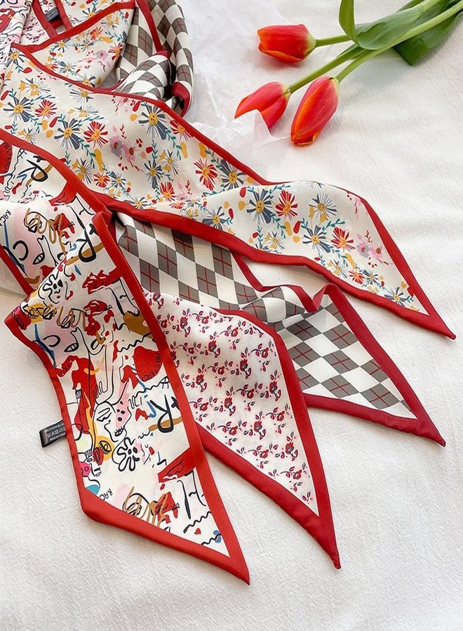 MsAnya 8Pcs Fashion Scarves for Women, Multifunctional Boho Scarves Headbands Satin Scarf for Bag Hair Accessories (rd04bk, 8 pcs) - Image 2