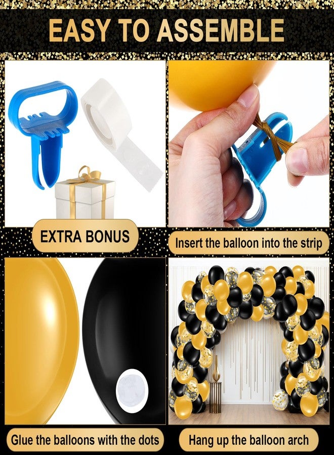 Lunmon 98 Pcs Feliz Cumpleaños Decorations for Men Women Spanish Birthday Decoration Black and Gold Party Decorations Kit Feliz Cumpleaños Banner Black and Gold Balloons for Birthday Party Supplies - Image 4