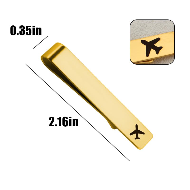 Yreamont Gold Airplane Tie Clip for Pilot Gifts for Dad Uncle Father Pilot Tie Clips for Men Brother Boyfriend Pilot Accessories for Men Pilot Aviation Gifts for Friends Pilot Birthday Gift for Dad Uncle Son - Image 3