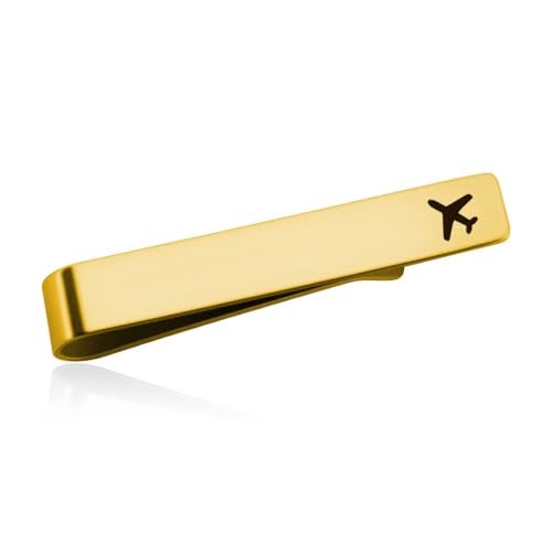 Yreamont Gold Airplane Tie Clip for Pilot Gifts for Dad Uncle Father Pilot Tie Clips for Men Brother Boyfriend Pilot Accessories for Men Pilot Aviation Gifts for Friends Pilot Birthday Gift for Dad Uncle Son - Image 1