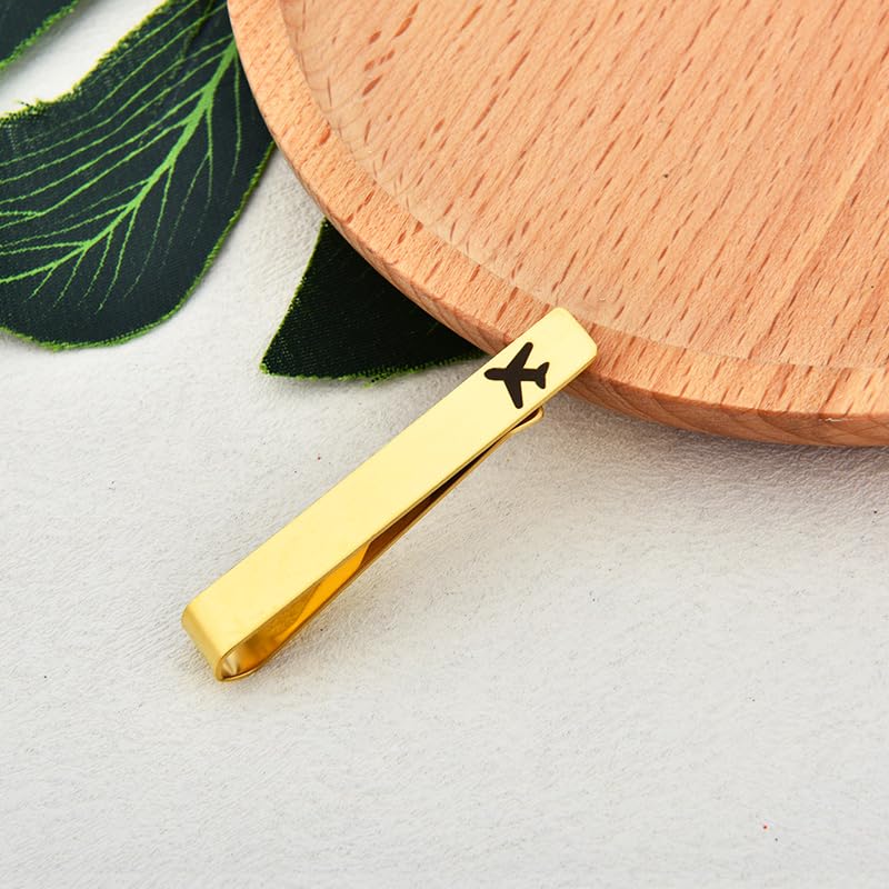 Yreamont Gold Airplane Tie Clip for Pilot Gifts for Dad Uncle Father Pilot Tie Clips for Men Brother Boyfriend Pilot Accessories for Men Pilot Aviation Gifts for Friends Pilot Birthday Gift for Dad Uncle Son - Image 5