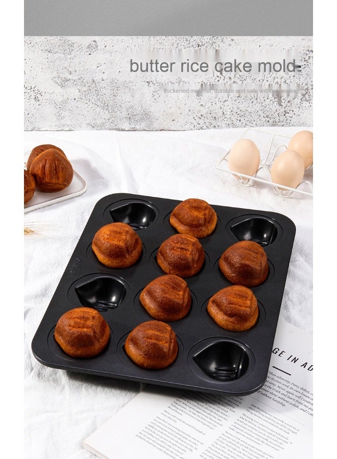 chefmade Black 12-Cup Non-Stick Chestnut Cake, Bread, and Pudding Mold - Image 5