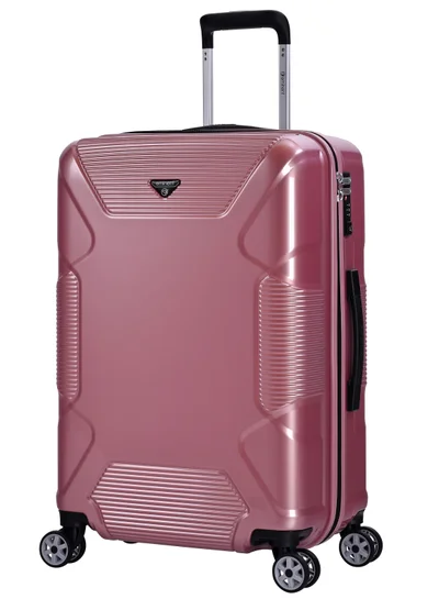إيمينينت Hard Case Travel Bag Medium Luggage Trolley Polycarbonate Lightweight Suitcase 4 Quiet Double Spinner Wheels With Tsa Lock KJ84 Shing Pink