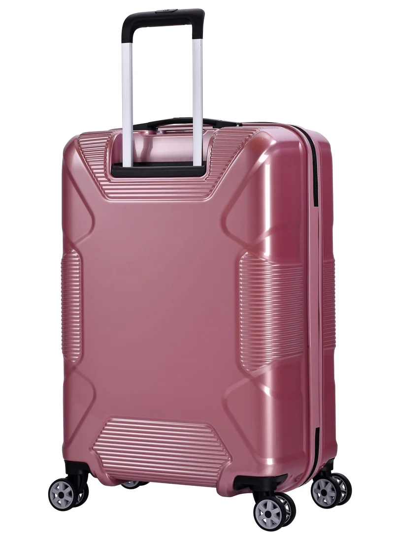 إيمينينت حقيبة سفر صلبة متوسطة بعجلات دوارة مزدوجة وهيكل من البولي كربونات خفيف الوزن مع قفل  وردي لامع