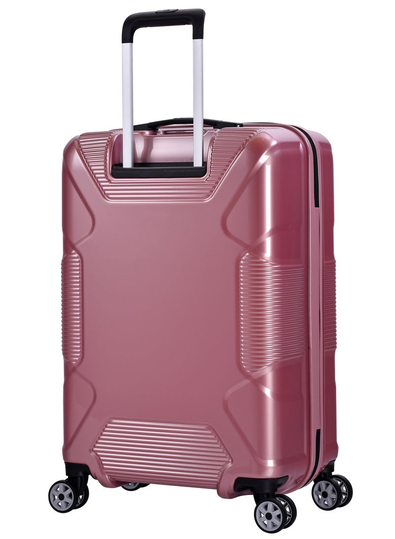 إيمينينت حقيبة سفر صلبة متوسطة بعجلات دوارة مزدوجة وهيكل من البولي كربونات خفيف الوزن مع قفل  وردي لامع - Image 2
