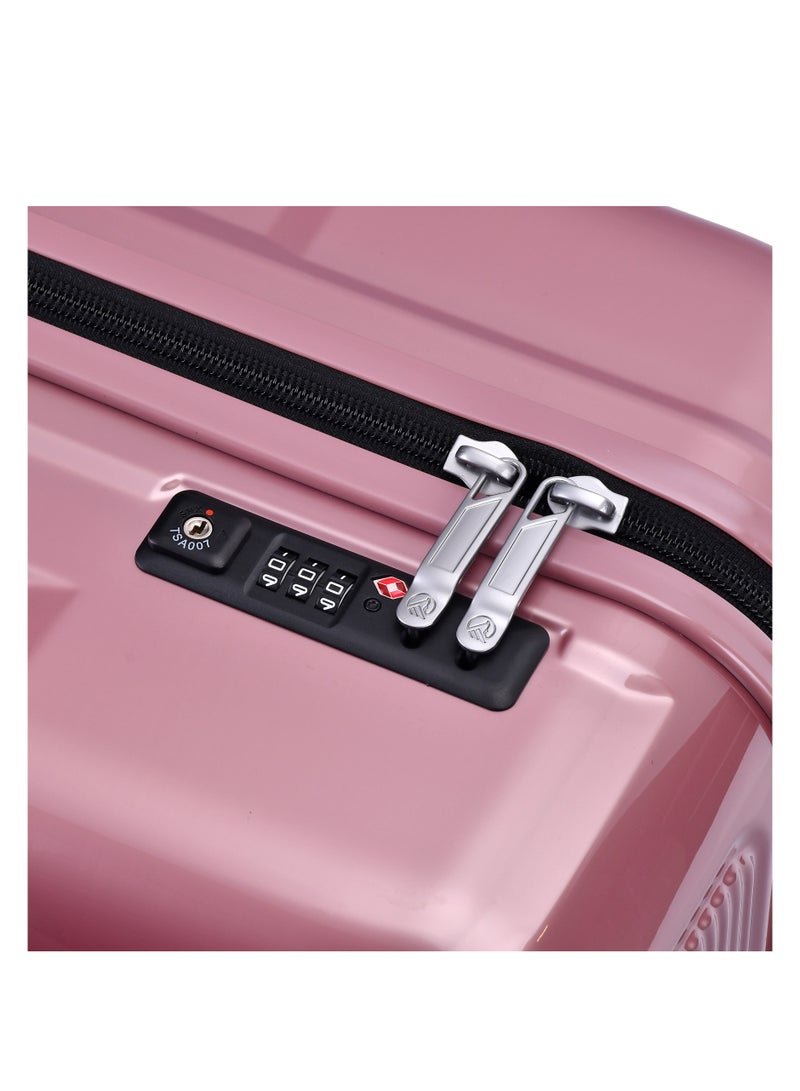 إيمينينت حقيبة سفر صلبة متوسطة بعجلات دوارة مزدوجة وهيكل من البولي كربونات خفيف الوزن مع قفل  وردي لامع - Image 5