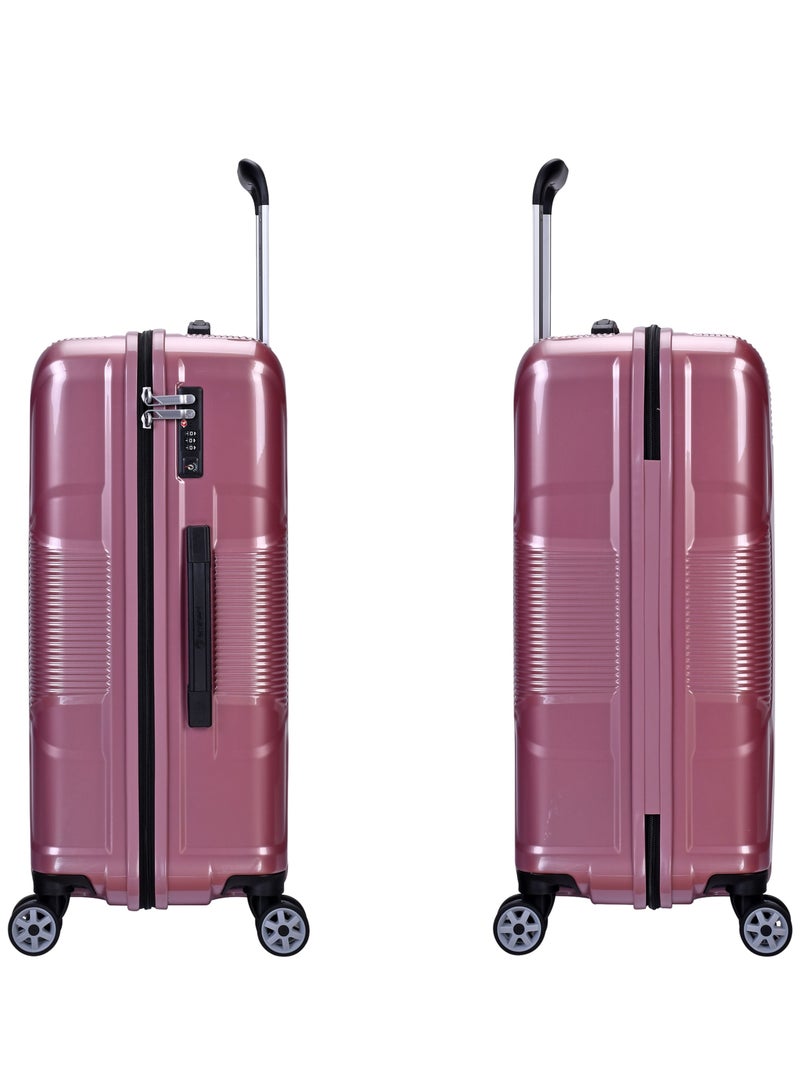 إيمينينت حقيبة سفر صلبة متوسطة بعجلات دوارة مزدوجة وهيكل من البولي كربونات خفيف الوزن مع قفل  وردي لامع - Image 3