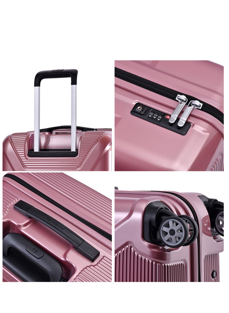 إيمينينت حقيبة سفر صلبة متوسطة بعجلات دوارة مزدوجة وهيكل من البولي كربونات خفيف الوزن مع قفل  وردي لامع - Image 4