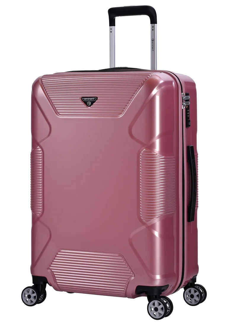 eminent hard case travel bag medium luggage trolley polycarbonate lightweight suitcase 4 quiet double spinner wheels with tsa lock kj84 shing pink