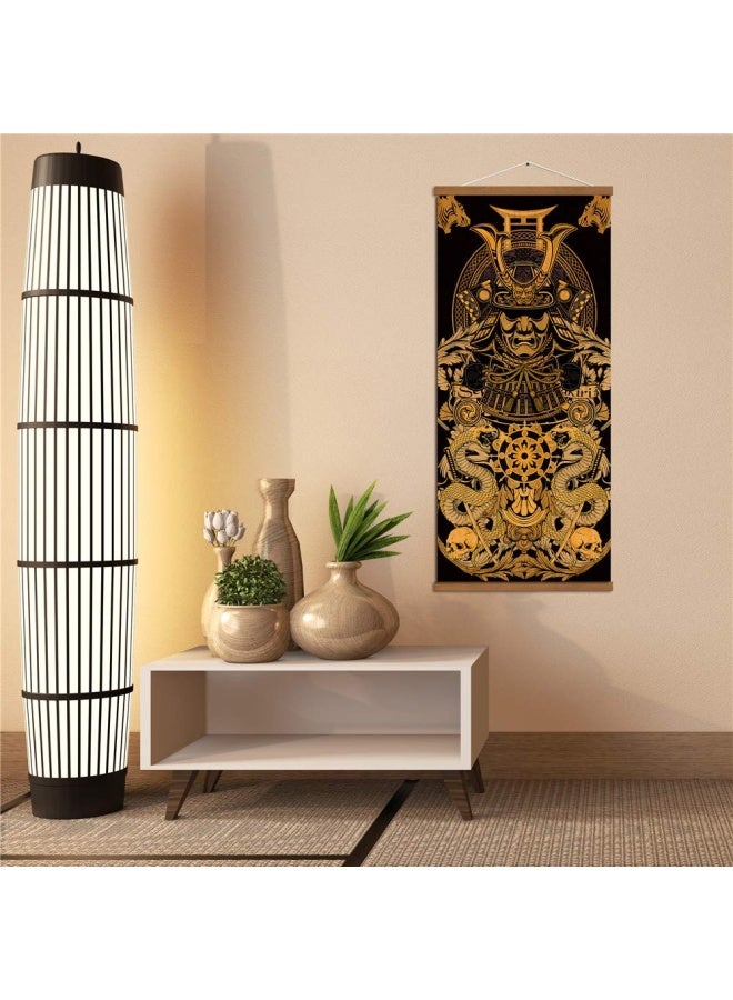WerouteWarrior s Dreams Canvas Wall Art Print Poster Armored Helmet Samurai spirit with Scroll Wood Framed Ready to Hanger Home Karate Hall Sushi Restaurant Decor 16 x35 - Image 3