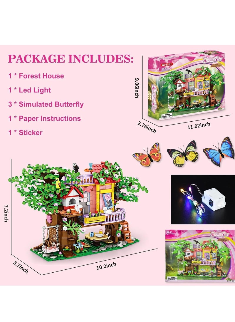 840 Piece Tree House Building Sets,Girls Creative Forest Blocks Kit, Friends Friendship with Swing Animals Flowers, Birthday Gifts for Kids Girls Boys Age 6 7 8+  - Image 5