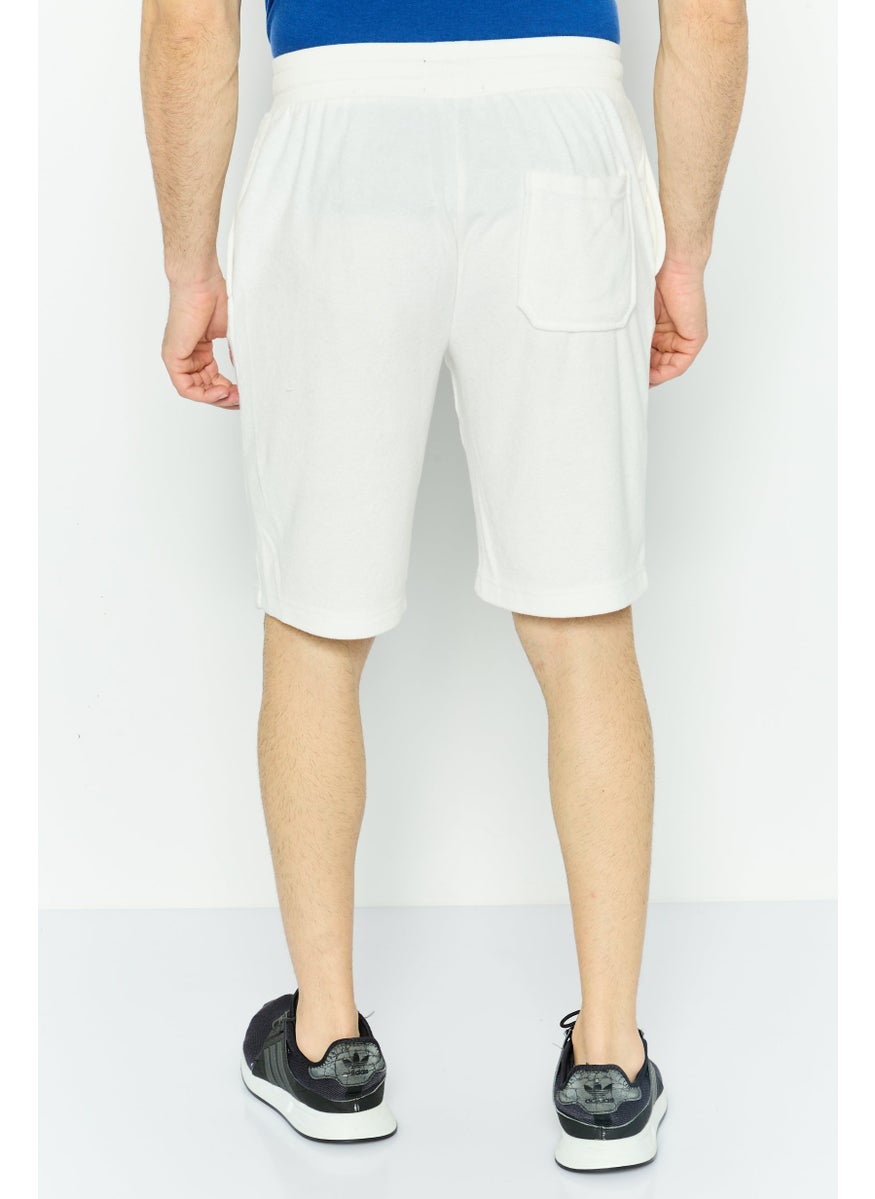 Night Addict Men Plain Cargo Shorts, Cream  - Image 2