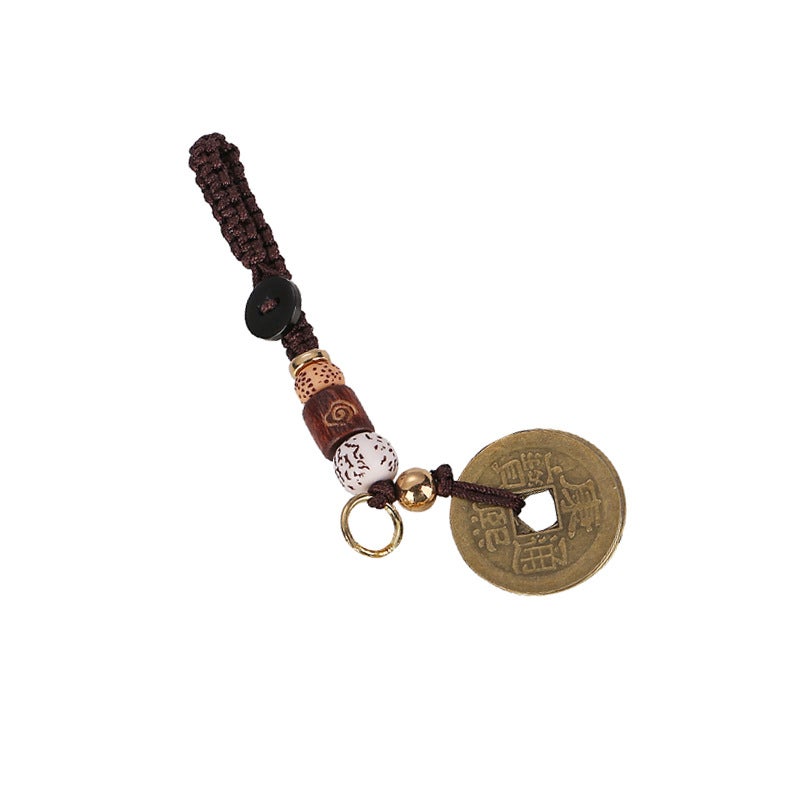 Zodiac Brass Handle Keychain Star Moon Alloy Five Emperors Money Gourd Gold Pixiu Pendant - Image 1