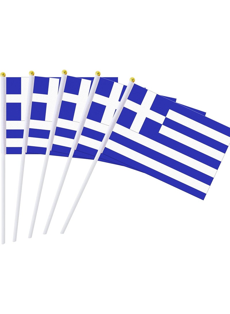 25 Pack Hand Held Small Mini Flag Greece Flag Greek Flag Stick Flag Round Top National Country Flags,Party Decorations Supplies For Parades,World Cup,Festival Events,International Festival - Image 2