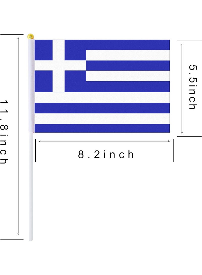 25 Pack Hand Held Small Mini Flag Greece Flag Greek Flag Stick Flag Round Top National Country Flags,Party Decorations Supplies For Parades,World Cup,Festival Events,International Festival - Image 3