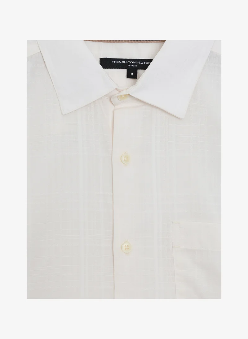 French Connection  Men's Cream White Ss Check Dobby Structre Shirt for Men | Best Price UAE