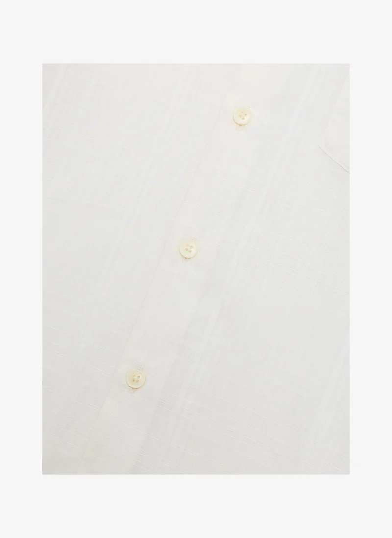 French Connection  Men's Cream White Ss Check Dobby Structre Shirt for Men | Best Price UAE