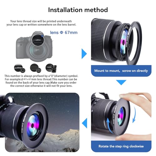 AMOTOK 67mm Lens to 82mm Camera Lens Adapter,67mm to 82mm Filter Step-up Ring Adapter Ring,Compatible All 82mm Filter Accessory - Image 5