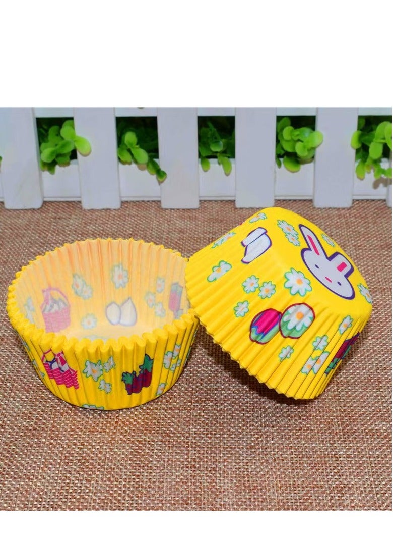 100Pcs/set  Cupcake Baking Paper Cases Cake Box,Disposable Muffins Baking Cupcake Mould 6.8x5x3cm - Rabbit - Image 1
